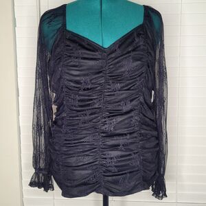 Whimsigoth Floral Lace Dark Romance Fairy Garden Goth Vampy Vampire‎ Top 2X NWT